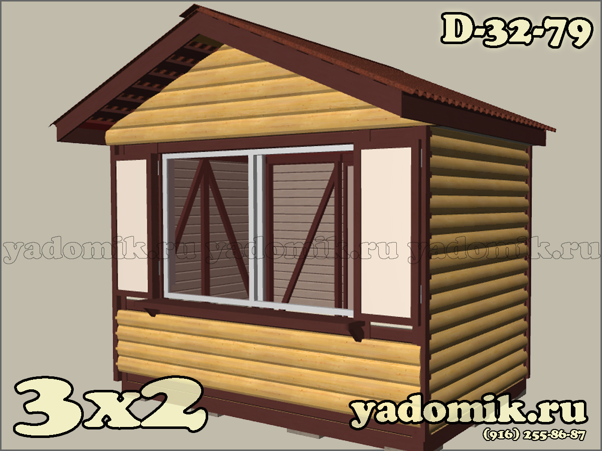 Деревянный ярмарочный домик Блок-Хаус 3х2 метра
