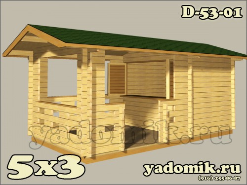 Ярмарочный домик павильон для уличной торговли из дерева 5 на 3 метра
